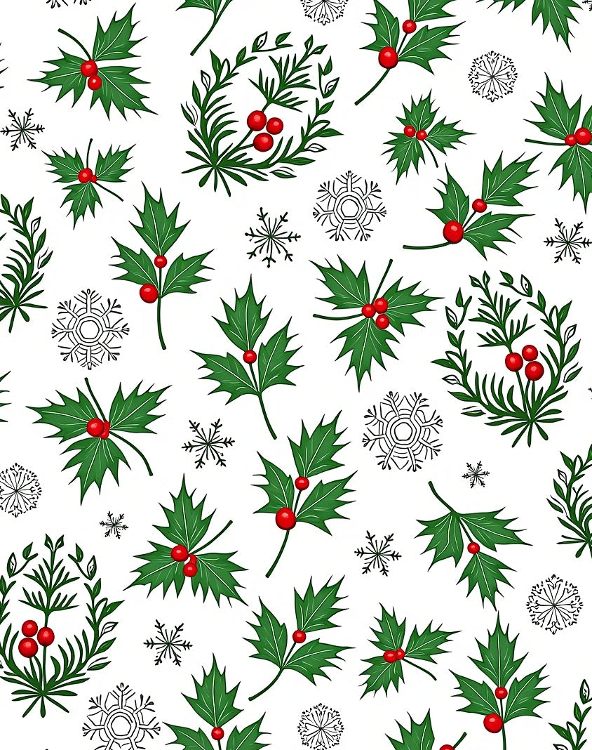 Holly Berry Snowflake Winter Garland Rug