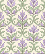 Purple Floral Swirl Pattern Rug