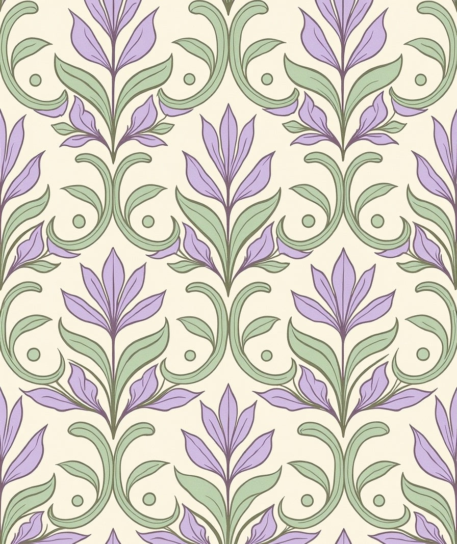 Purple Floral Swirl Pattern Rug