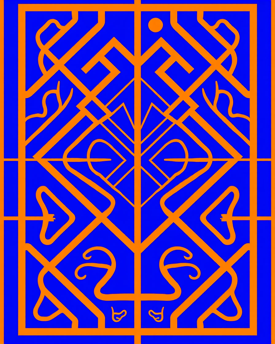 Bright Orange Abstract Geometric Rug