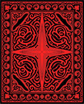Intricate Red Black Abstract Star Rug