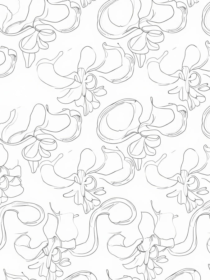 Delicate Floral Line Drawing Pattern Rug