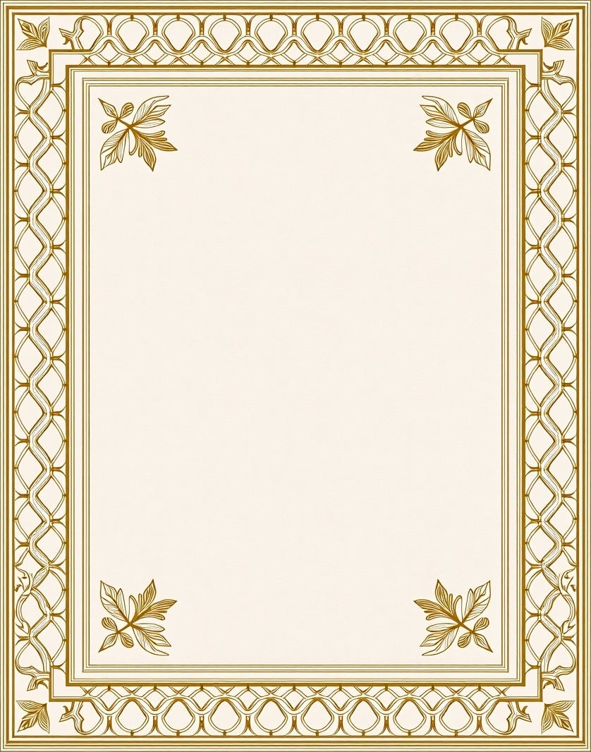 Elegant Gold Leaf Scroll Frame Rug