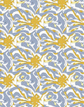 Gold White Blue Abstract Swirl Rug