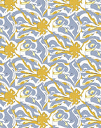 Gold White Blue Abstract Swirl Rug