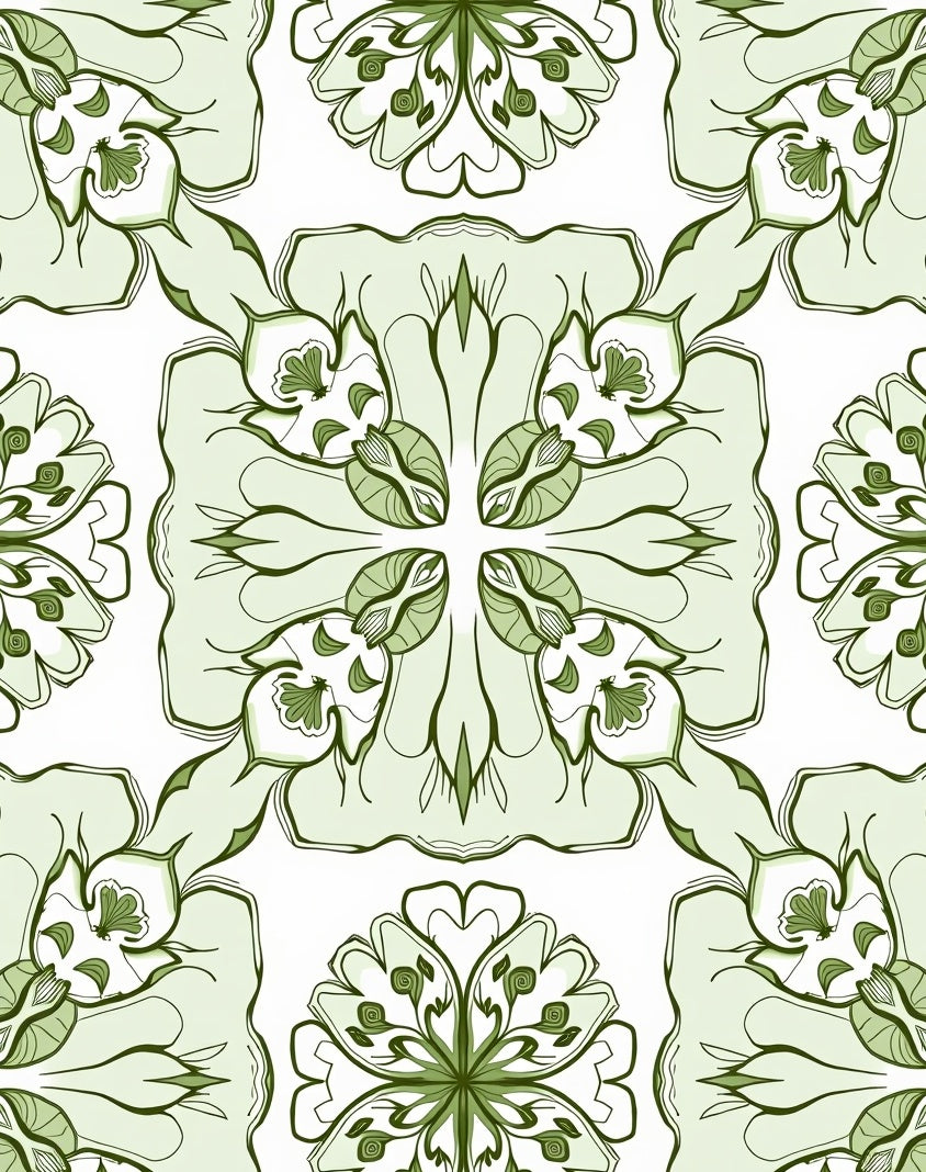 Green Floral Mandala Pattern Rug