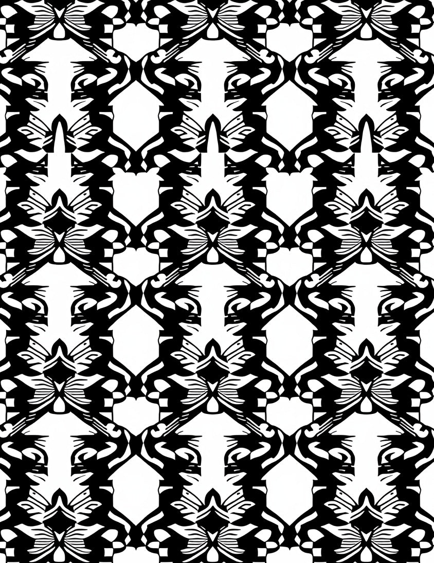 Bold Black Infinite Organic Pattern Rug