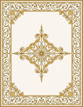 Elegant Gold Scrollwork Filigree Pattern Rug