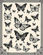 Vibrant Black Butterfly Collage Rug