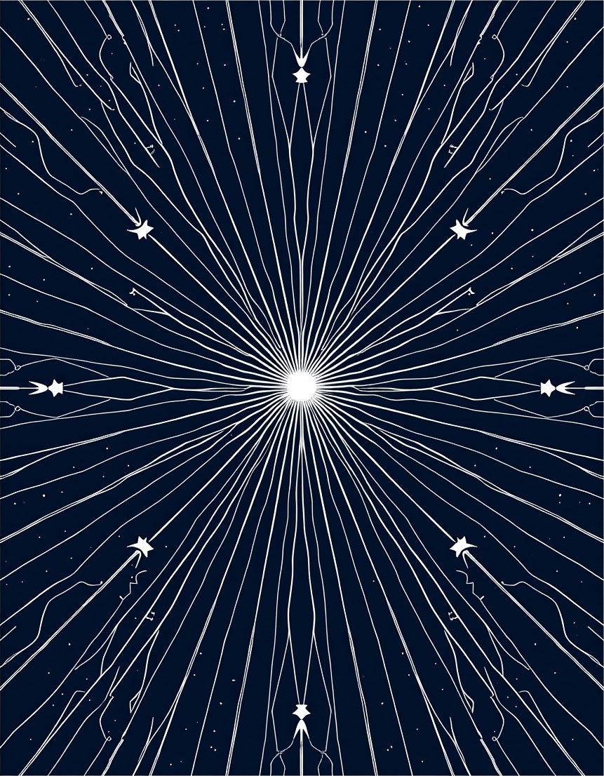 Celestial Burst Starburst Line Art Rug
