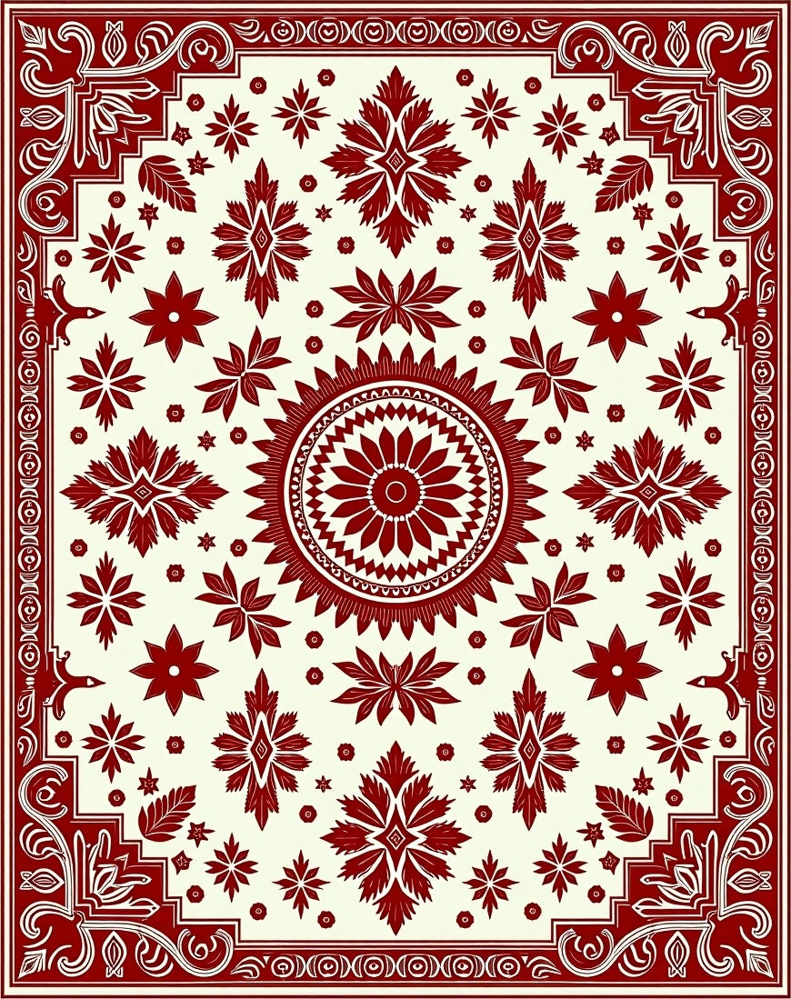 Ornate Mandala Floral Pattern Rug