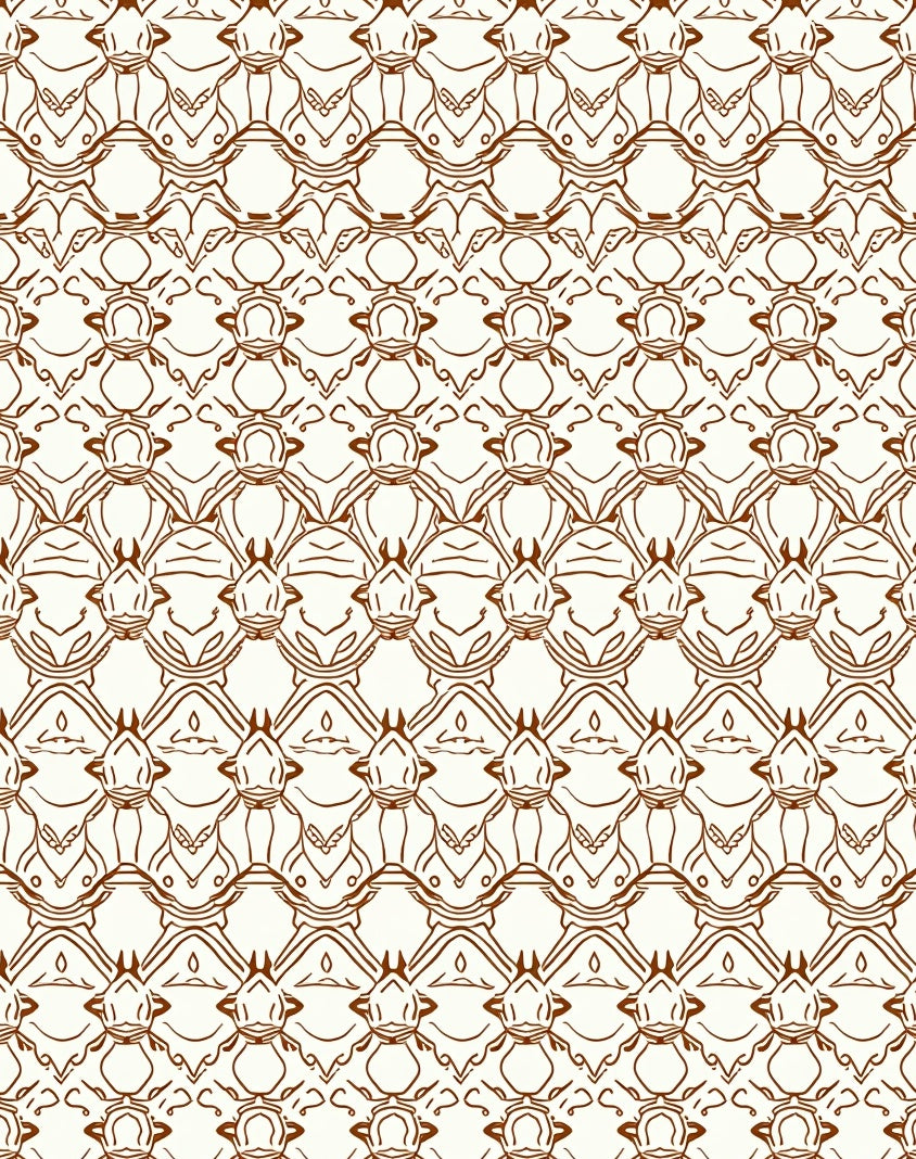 Brown Outline Organic Geometric Design Rug
