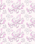Playful Pink Floral Line Art Rug