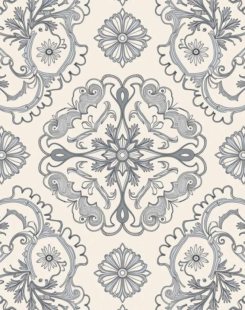 Ornate Floral Mandala Pattern Rug
