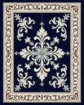 Ornate Ivory Black Floral Medallion Rug