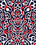 Bold Red White Navy Abstract Pattern Rug