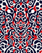 Bold Red White Navy Abstract Pattern Rug