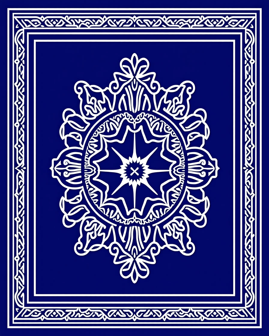 Classic Circular Mandala Blue White Design Rug