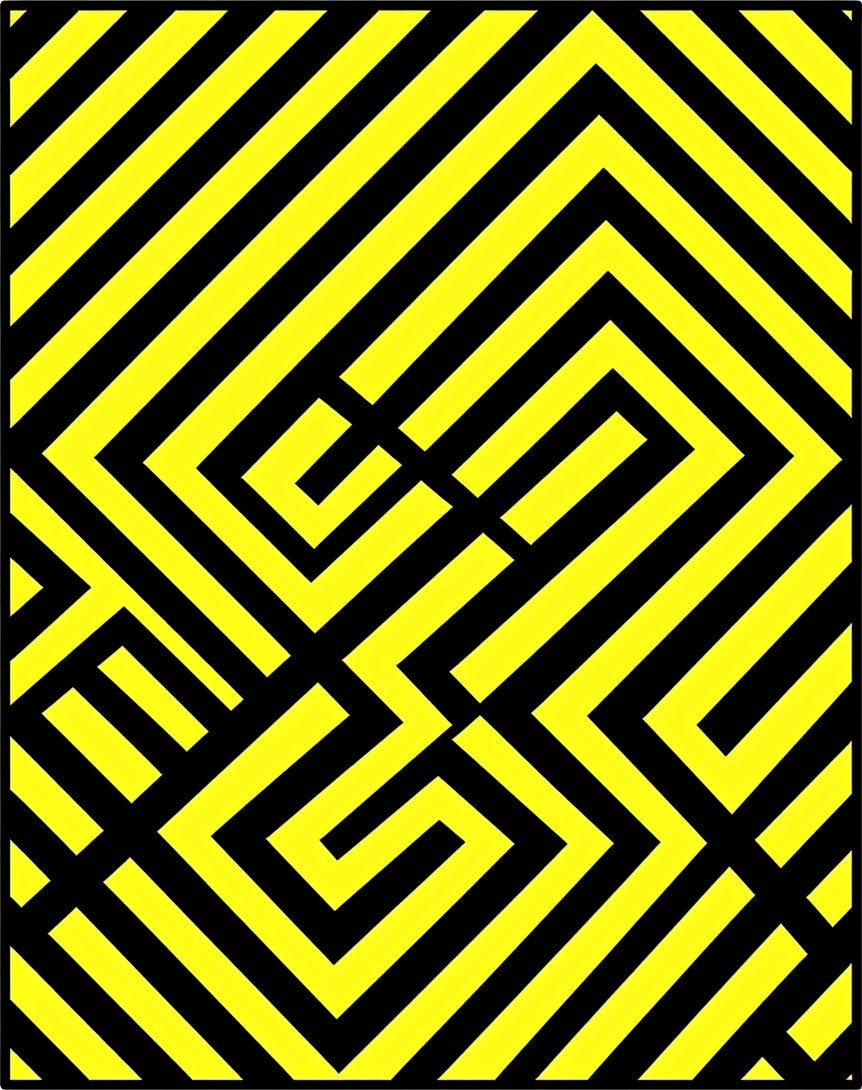Bold Yellow Black Geometric Design Rug