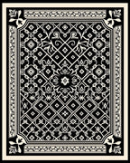 Intricate Black Cream Geometric Ornament Rug
