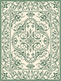 Elegant Green Floral Scrollwork Design Rug
