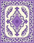 Elegant Purple Floral Scroll Pattern Rug