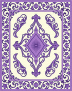Elegant Purple Floral Scroll Pattern Rug