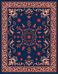 Classic Floral Medallion Red Blue Rug