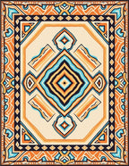 Vibrant Geometric Medallion Pattern Rug