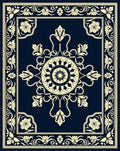 Classic Floral Medallion Dark Navy Rug