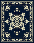 Classic Floral Medallion Dark Navy Rug
