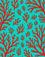 Red Coral Branches Pattern Rug