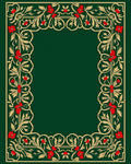 Emerald Green Crimson Floral Vine Rug