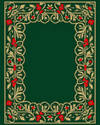 Emerald Green Crimson Floral Vine Rug