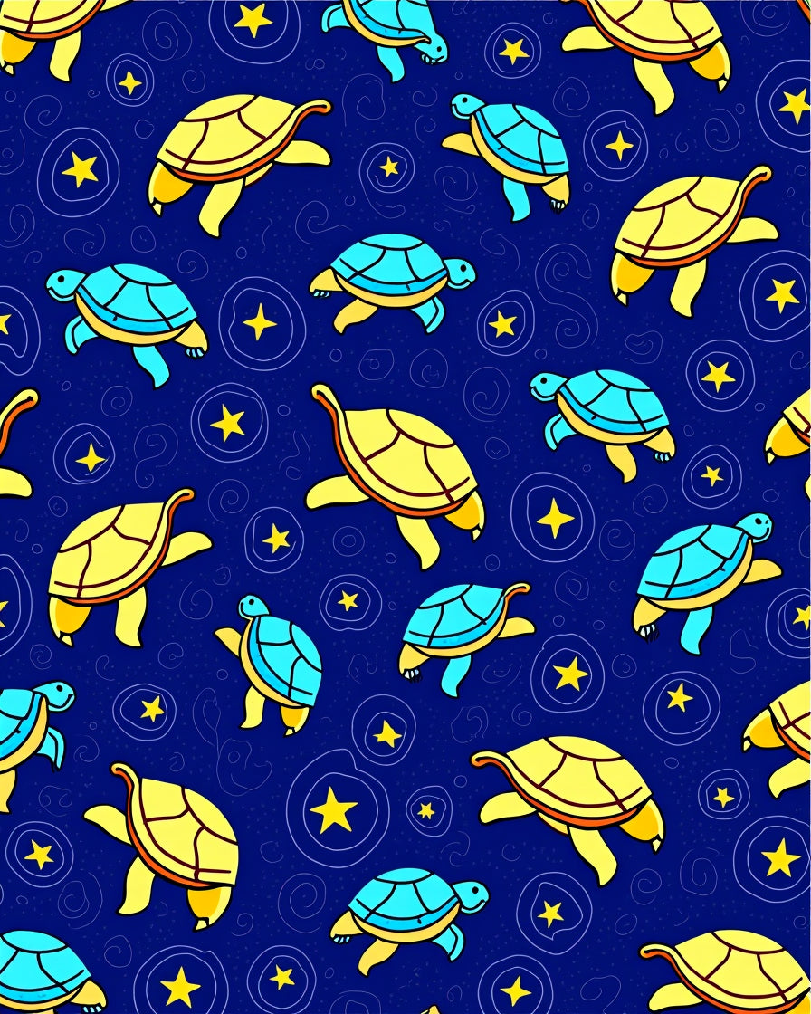 Turtle Star Pattern Delightful Design Rug