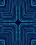Abstract Blue Circuit Board Pattern Rug
