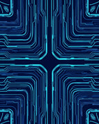 Abstract Blue Circuit Board Pattern Rug