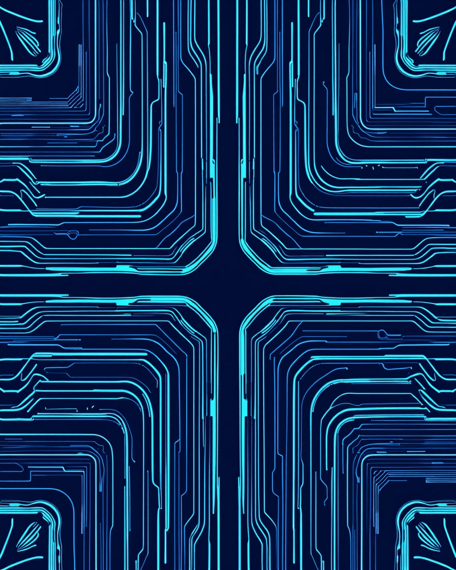Abstract Blue Circuit Board Pattern Rug