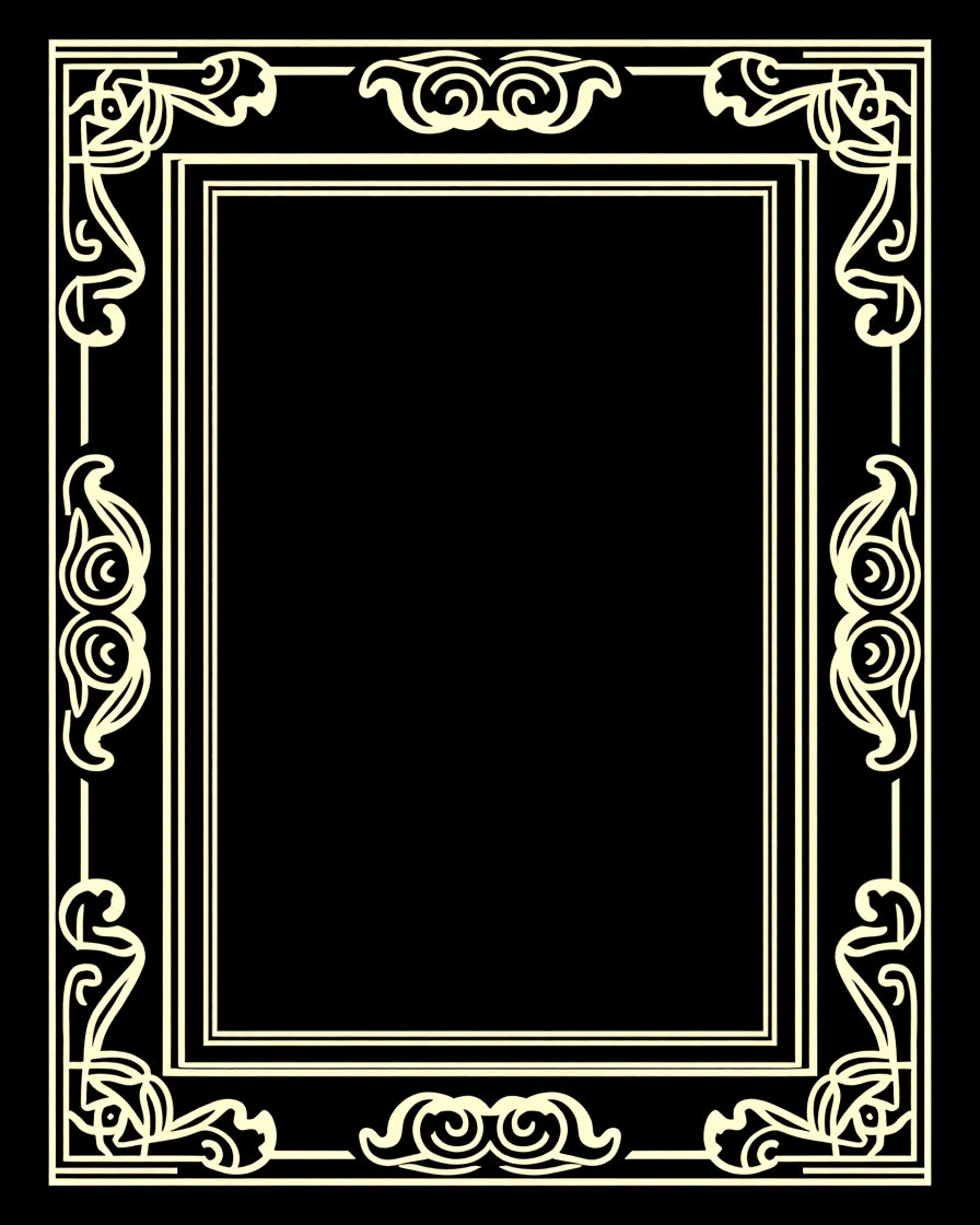 Ornate Scrollwork Art Deco Border Rug