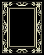 Ornate Scrollwork Art Deco Border Rug