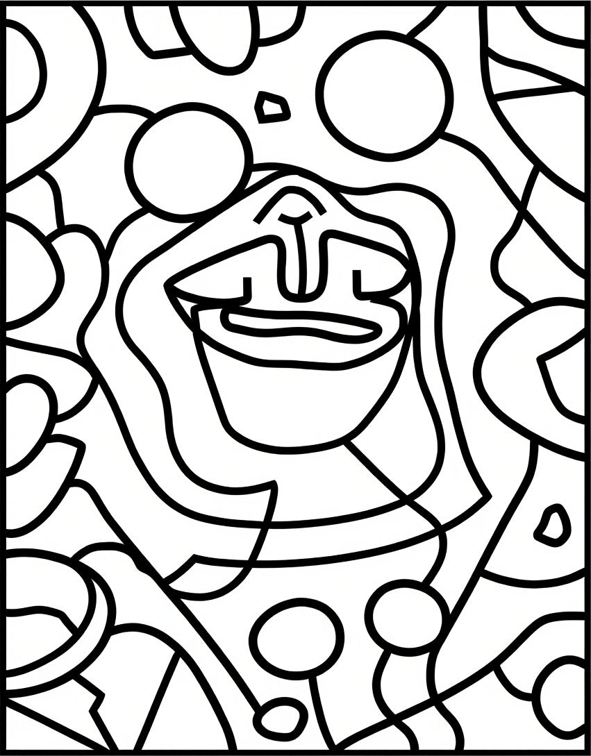 Groovy Abstract Face Line Art Rug