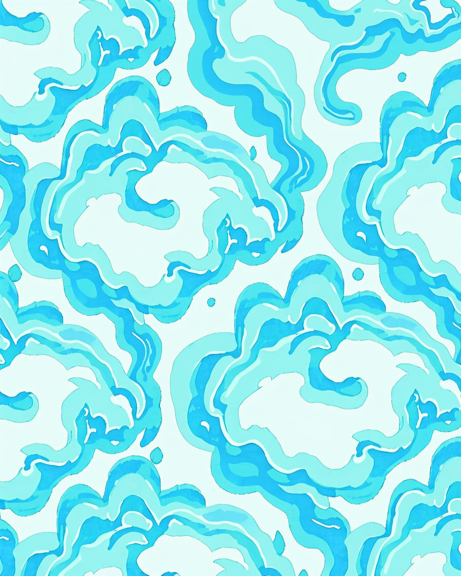 Oceanic Watercolor Swirls Rug