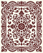 Classic Floral Bordered Square Design Rug