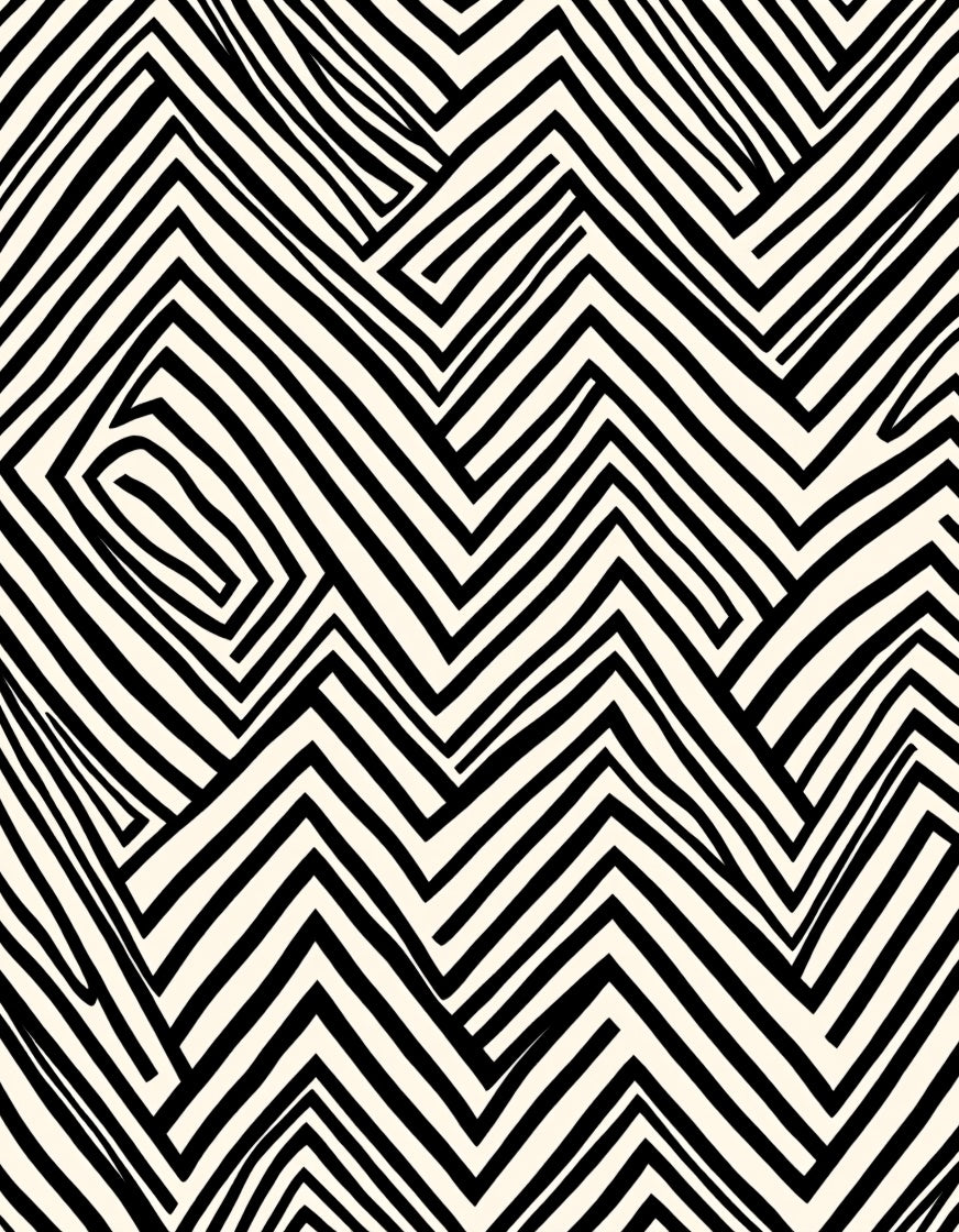Black White Abstract Zigzag Pattern Rug
