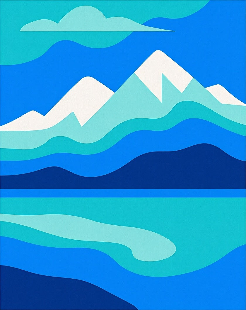 Abstract Mountain and Water Landscape Rug