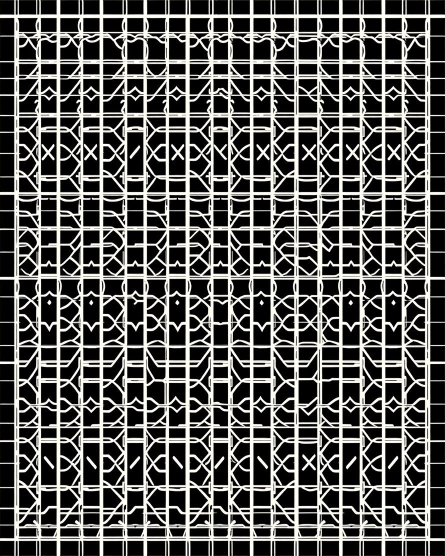 Bold Black White Geometric Pattern Rug