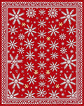 Red White Snowflake Winter Border Rug