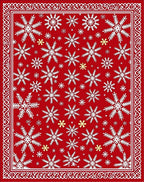 Red White Snowflake Winter Border Rug