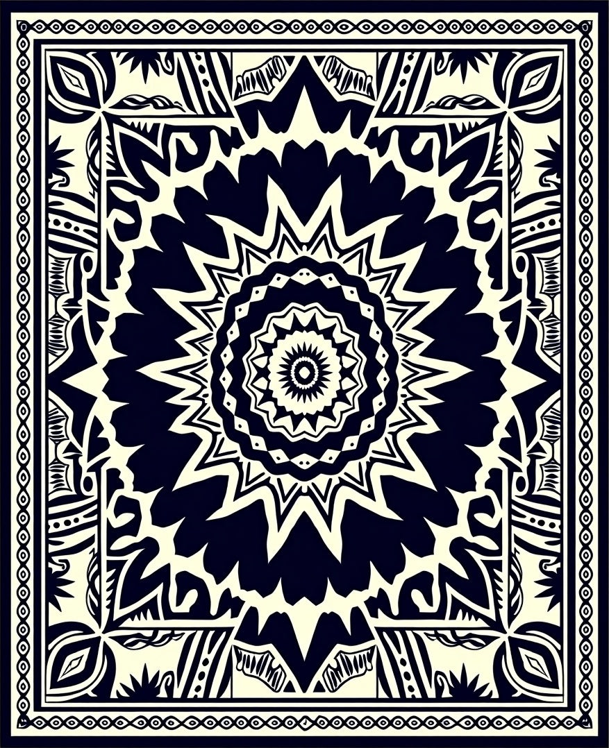 Intricate Star Burst Mandala Pattern Rug