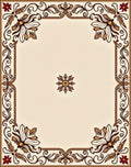 Elegant Floral Border With Swirls Rug